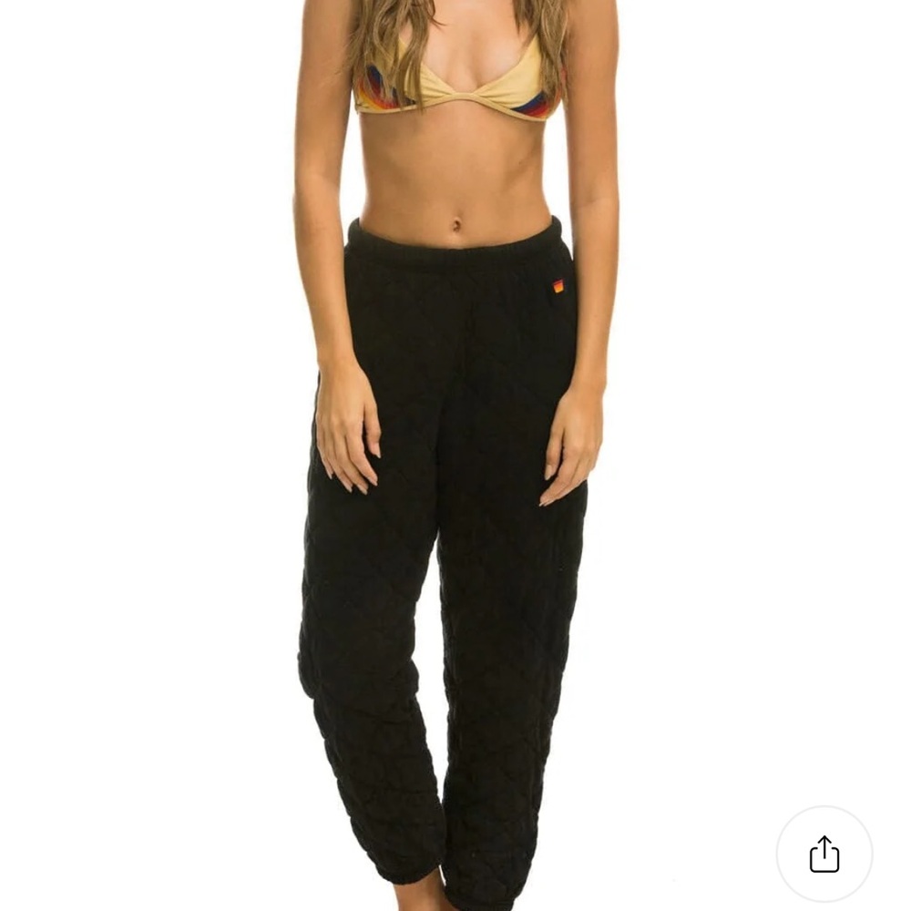 Black Quilted Women's Pants